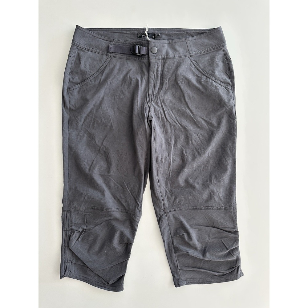 prAna Capri Pants Womens 8 Coal Gray Jasmine Knicker Performance Ripstop Hiking
